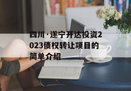 四川·遂宁开达投资2023债权转让项目的简单介绍