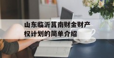 山东临沂莒南财金财产权计划的简单介绍