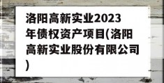 洛阳高新实业2023年债权资产项目(洛阳高新实业股份有限公司)