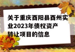 关于重庆酉阳县酉州实业2023年债权资产转让项目的信息