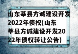 山东莘县方诚建设开发2022年债权(山东莘县方诚建设开发2022年债权转让公告)