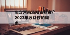 包含河南洛阳古都资产2023年收益权的词条