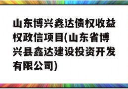 山东博兴鑫达债权收益权政信项目(山东省博兴县鑫达建设投资开发有限公司)