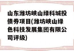 山东潍坊峡山绿科城投债券项目(潍坊峡山绿色科技发展集团有限公司评级)