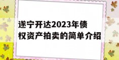 遂宁开达2023年债权资产拍卖的简单介绍