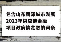 包含山东菏泽城市发展2023年供应链金融项目政府债定融的词条