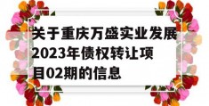 关于重庆万盛实业发展2023年债权转让项目02期的信息