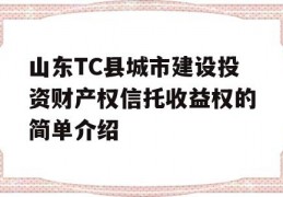 山东TC县城市建设投资财产权信托收益权的简单介绍