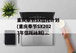 重庆奉节SX信托计划(重庆奉节SX2023年信托计划)