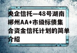 央企信托—48号湖南郴州AA+市级标债集合资金信托计划的简单介绍