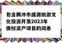 包含腾冲市盛源旅游文化投资开发2023年债权资产项目的词条