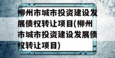 柳州市城市投资建设发展债权转让项目(柳州市城市投资建设发展债权转让项目)