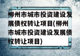 柳州市城市投资建设发展债权转让项目(柳州市城市投资建设发展债权转让项目)