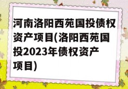 河南洛阳西苑国投债权资产项目(洛阳西苑国投2023年债权资产项目)