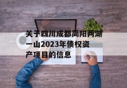 关于四川成都简阳两湖一山2023年债权资产项目的信息