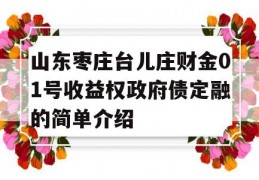 山东枣庄台儿庄财金01号收益权政府债定融的简单介绍