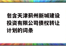 包含天津蓟州新城建设投资有限公司债权转让计划的词条