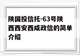 陕国投信托-63号陕西西安西咸政信的简单介绍