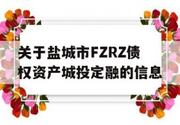 关于盐城市FZRZ债权资产城投定融的信息