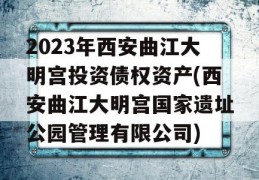 2023年西安曲江大明宫投资债权资产(西安曲江大明宫国家遗址公园管理有限公司)