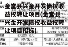 金堂县兴金开发债权收益权转让项目(金堂县兴金开发债权收益权转让项目招标)