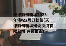 天津蓟州新城2023年债权2号政信债(天津蓟州新城建设投资有限公司 评级报告)