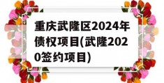 重庆武隆区2024年债权项目(武隆2020签约项目)