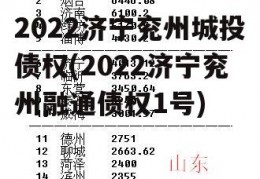 2022济宁兖州城投债权(2022济宁兖州融通债权1号)