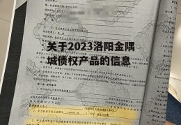 关于2023洛阳金隅城债权产品的信息