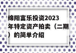 绵阳富乐投资2023年特定资产拍卖（二期）的简单介绍