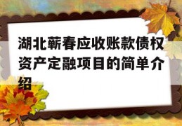 湖北蕲春应收账款债权资产定融项目的简单介绍