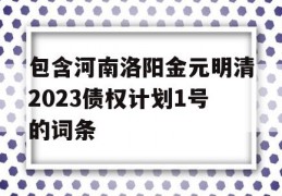 包含河南洛阳金元明清2023债权计划1号的词条