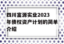 四川富源实业2023年债权资产计划的简单介绍