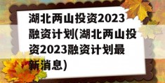 湖北两山投资2023融资计划(湖北两山投资2023融资计划最新消息)