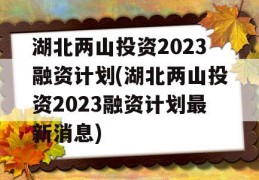 湖北两山投资2023融资计划(湖北两山投资2023融资计划最新消息)