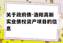 关于政府债-洛阳高新实业债权资产项目的信息