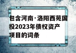 包含河南·洛阳西苑国投2023年债权资产项目的词条