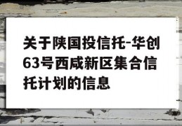 关于陕国投信托-华创63号西咸新区集合信托计划的信息