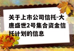 关于上市公司信托-大唐盛世2号集合资金信托计划的信息