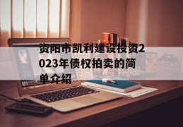 资阳市凯利建设投资2023年债权拍卖的简单介绍