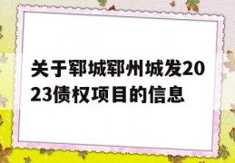 关于郓城郓州城发2023债权项目的信息