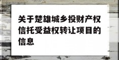 关于楚雄城乡投财产权信托受益权转让项目的信息