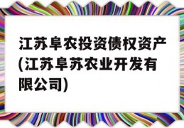 江苏阜农投资债权资产(江苏阜苏农业开发有限公司)