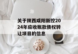 关于陕西咸阳新控2024年应收账款债权转让项目的信息