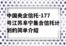 中国央企信托-177号江苏阜宁集合信托计划的简单介绍