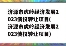 济源市虎岭经济发展2023债权转让项目(济源市虎岭经济发展2023债权转让项目)