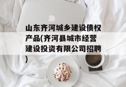 山东齐河城乡建设债权产品(齐河县城市经营建设投资有限公司招聘)