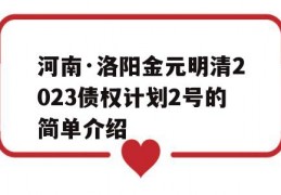 河南·洛阳金元明清2023债权计划2号的简单介绍