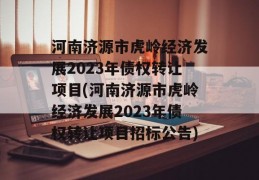 河南济源市虎岭经济发展2023年债权转让项目(河南济源市虎岭经济发展2023年债权转让项目招标公告)