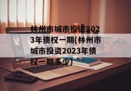 林州市城市投资2023年债权一期(林州市城市投资2023年债权一期多少)